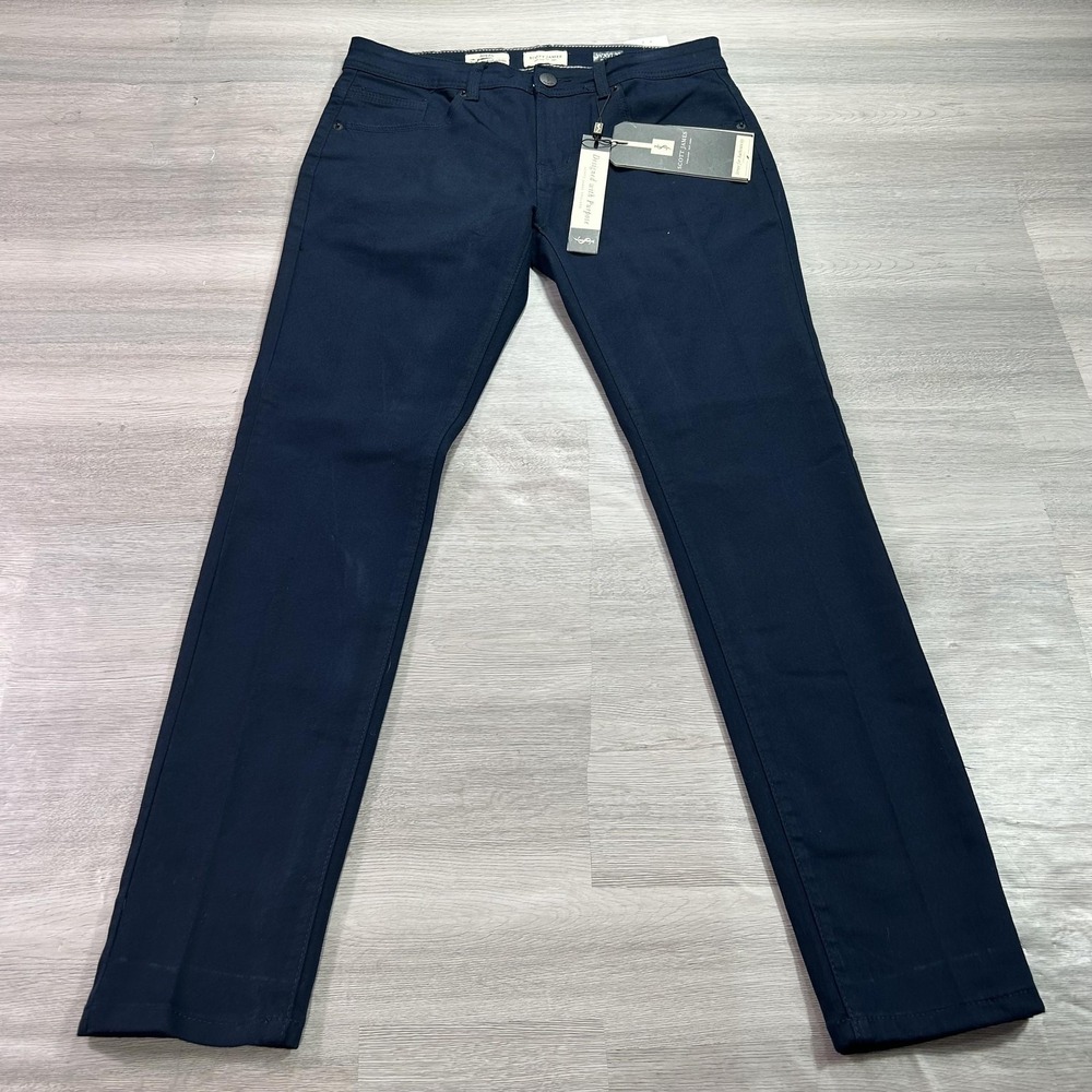 NEW Scott James Pants Mens‎ 30x30 Blue Slim Fit Denim Chino 5 Pocket Casual